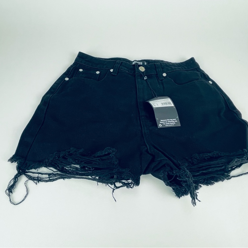 EXTREME RIP HEM HIGH WAIST SHORTS black